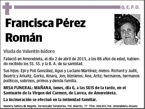 PEREZ ROMAN,FRANCISCA