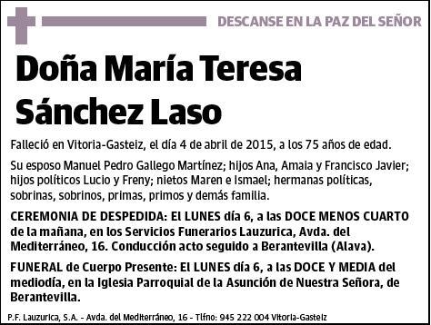 SANCHEZ LASO,MARIA TERESA