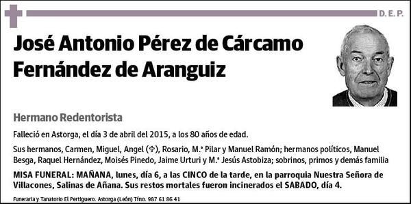 PEREZ DE CARCAMO FERNANDEZ ARANGUIZ,JOSE ANTONIO