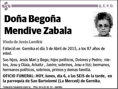 MENDIVE ZABALA,BEGOÑA