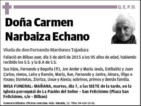 NARBAIZA ECHANO,CARMEN