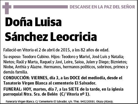 SANCHEZ LEOCRICIA,LUISA