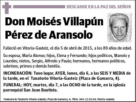 VILLAPUN PEREZ DE ARANSOLO,MOISES