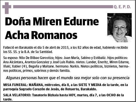 ACHA ROMANOS,MIREN EDURNE