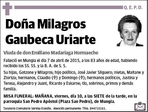 GAUBECA URIARTE,MILAGROS