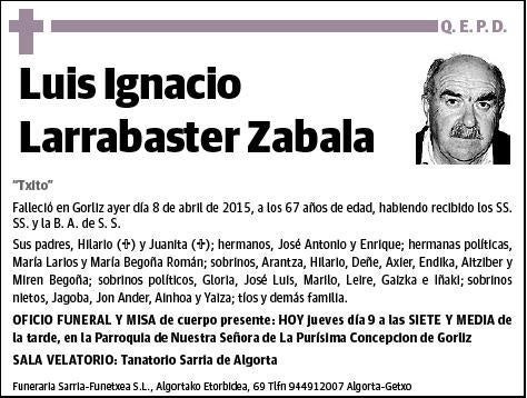 LARRABASTER ZABALA,LUIS IGNACIO