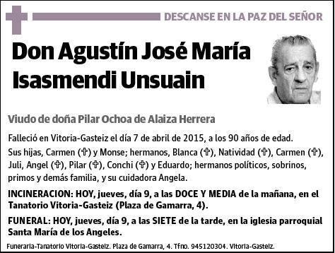 ISASMENDI UNSUAIN,AGUSTIN JOSE MARIA