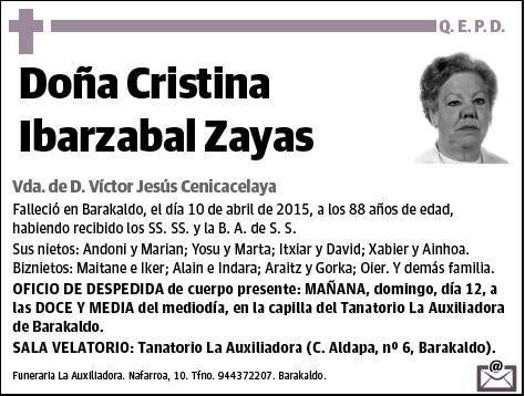 IBARZABAL ZAYAS,CRISTINA