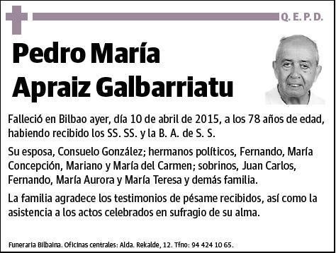 APRAIZ GALBARRIATU,PEDRO MARIA