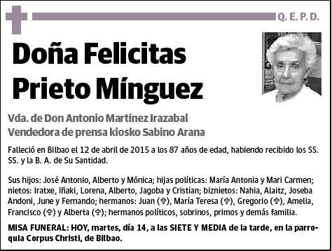 PRIETO MINGUEZ,FELICITAS