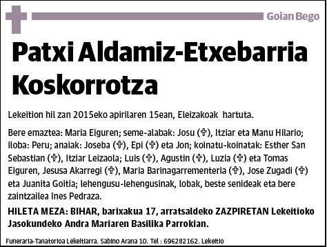 ALDAMIZ-ETXEBARRIA KOSKORROTZA,PATXI