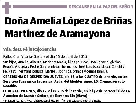 LOPEZ DE BRIÑAS MARTINEZ DE ARAMAYONA,AMELIA