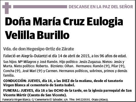 VELILLA BURILLO,MARIA CRUZ EULOGIA