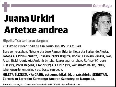 URKIRI ARTETXE,JUANA