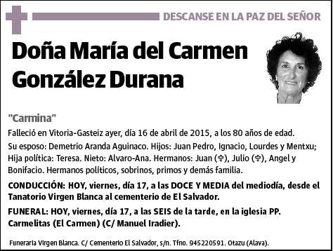 GONZALEZ DURANA,MARIA DEL CARMEN