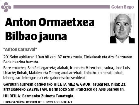 ORMAETXEA BILBAO,ANTON