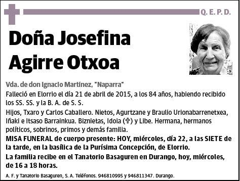 AGIRRE OTXOA,JOSEFINA