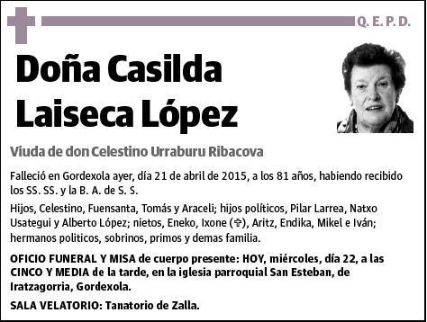 LAISECA LOPEZ,CASILDA