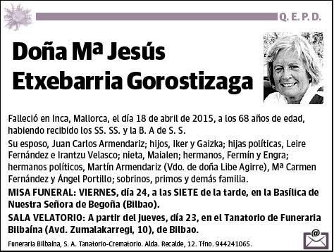 ETXEBARRIA GOROSTIZAGA,Mª JESUS