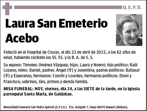 SAN EMETERIO ACEBO,LAURA