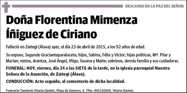 MIMENZA IÑIGUEZ DE CIRIANO,FLORENTINA