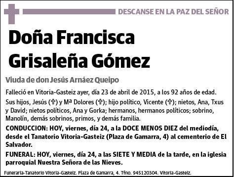 GRISALEÑA GOMEZ,FRANCISCA