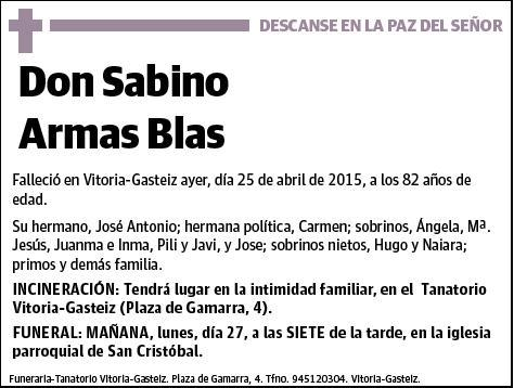 ARMAS BLAS,SABINO