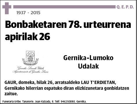 78 URTEURRENA,BONBAKETAREN