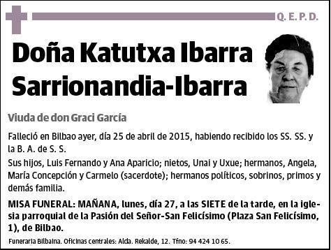 IBARRA SARRIONANDIA- IBARRA,KATUTXA