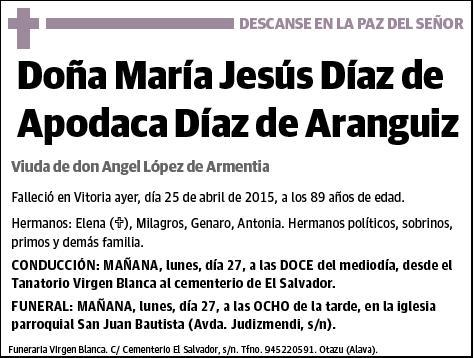 DIAZ DE APODACA DIAZ DE ARANGUIZ,MARIA JESUS