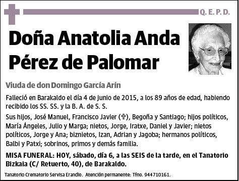 ANDA PEREZ DE PALOMAR,ANATOLIA