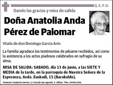 ANDA PEREZ DE PALOMAR,ANATOLIA