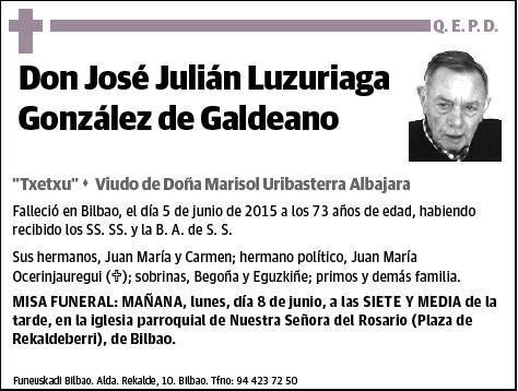 LUZURIAGA GONZALEZ DE GALDEANO,JOSE JULIAN