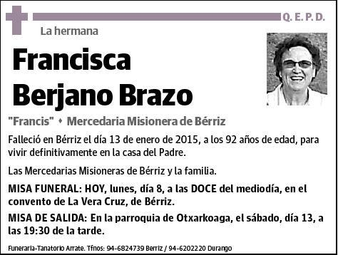 BERJANO BRAZO,FRANCISCA