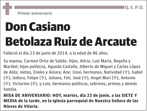 CASIANO BETOLAZA RUIZ DE ARCAUTE