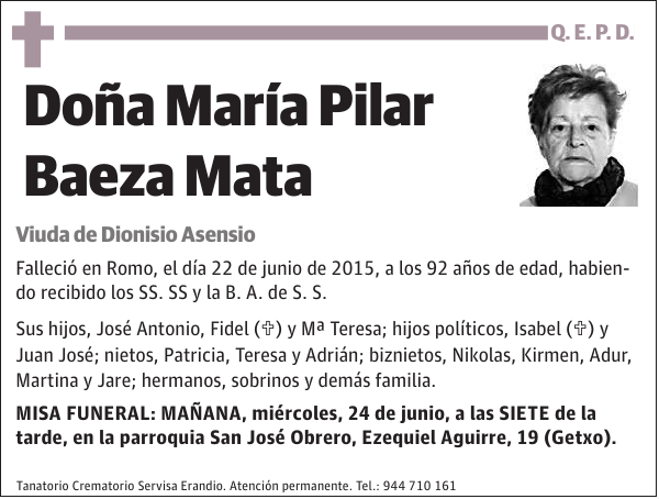 MARÍA PILAR BAEZA MATA