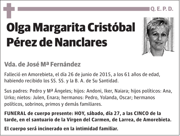 Olga Margarita Cristóbal Pérez de Nanclares