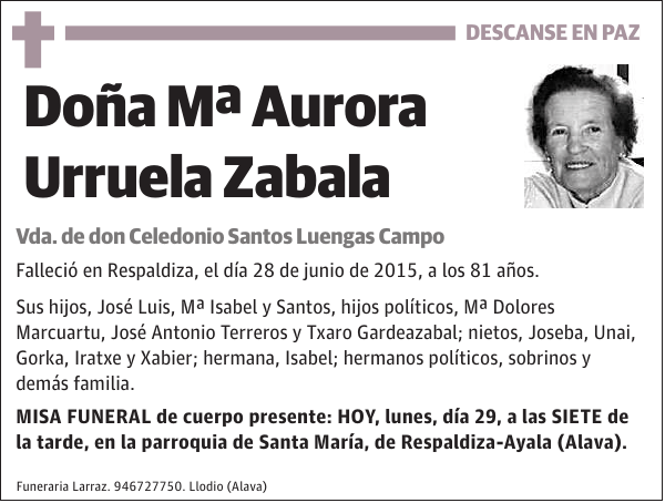 Mª Aurora Urruela Zabala