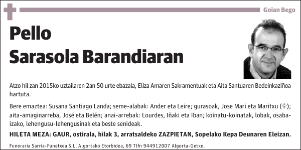 Pello Sarasola Barandiaran