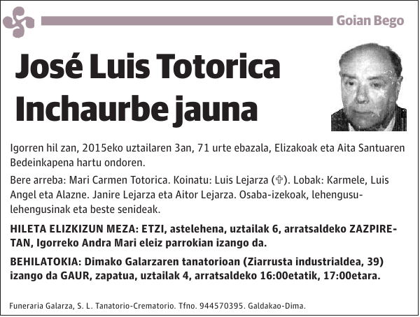 José Luis Totorica Inchaurbe