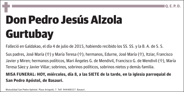 Pedro Jesús Alzola Gurtubay