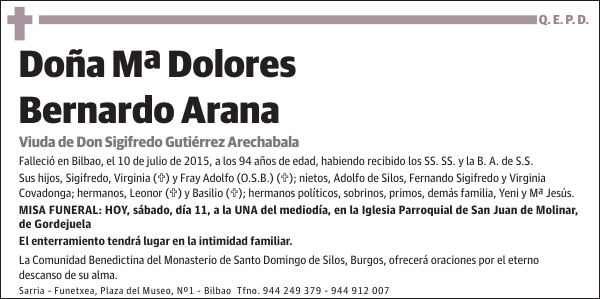 Mª Dolores Bernardo Arana