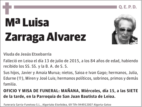 Mª Luisa Zarraga Alvarez