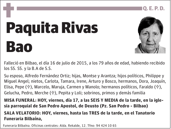 RIVAS BAO,PAQUITA