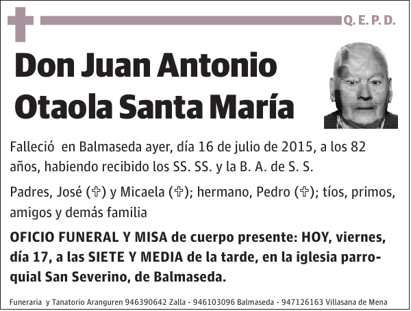 Otaola Santa Maria,Juan Antonio