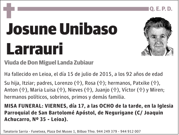 UNIBASO LARRAURI,JOSUNE