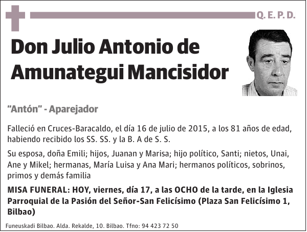 DE AMUNATEGUI MANCISIDOR,JULIO ANTONIO