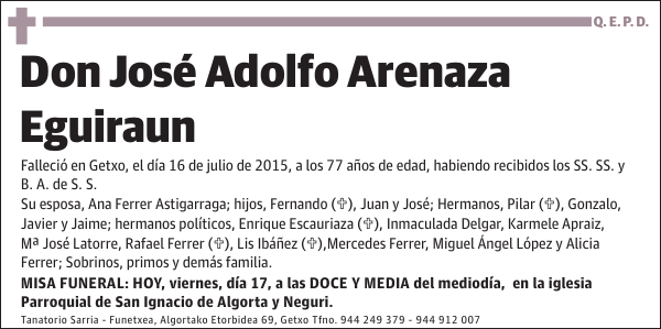 ARENAZA EGUIRAUN,JOSE ADOLFO