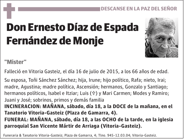 DIAZ DE ESPADA FERNANDEZ DE MONJE,ERNESTO