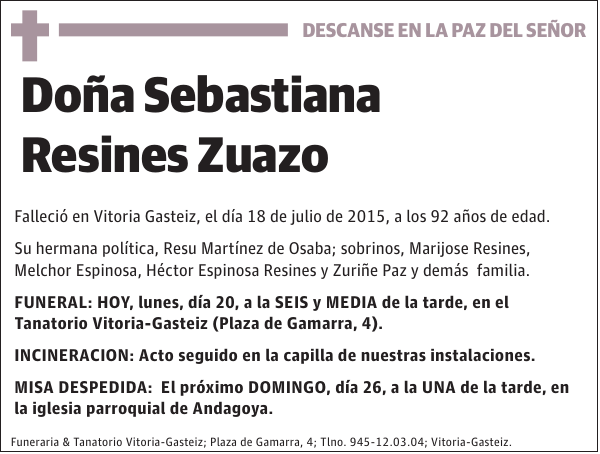 Sebastiana Resines Zuazo